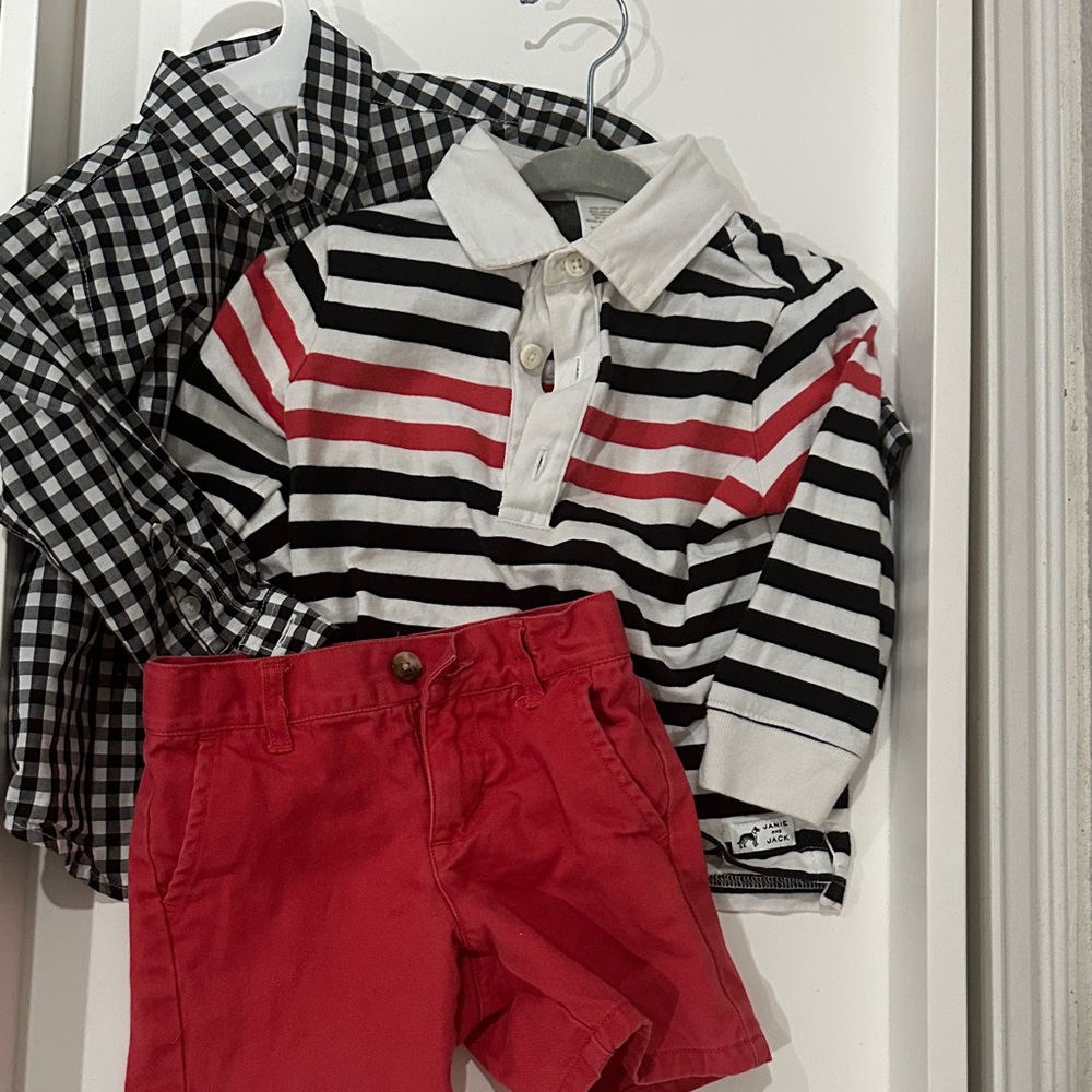 Janie and Jack Red and Black Kids Matching Set